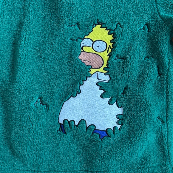 NWT Homer Simpson Meme Embroidered-detail Teddy Fleece Zip Green XS - Picture 2 of 8